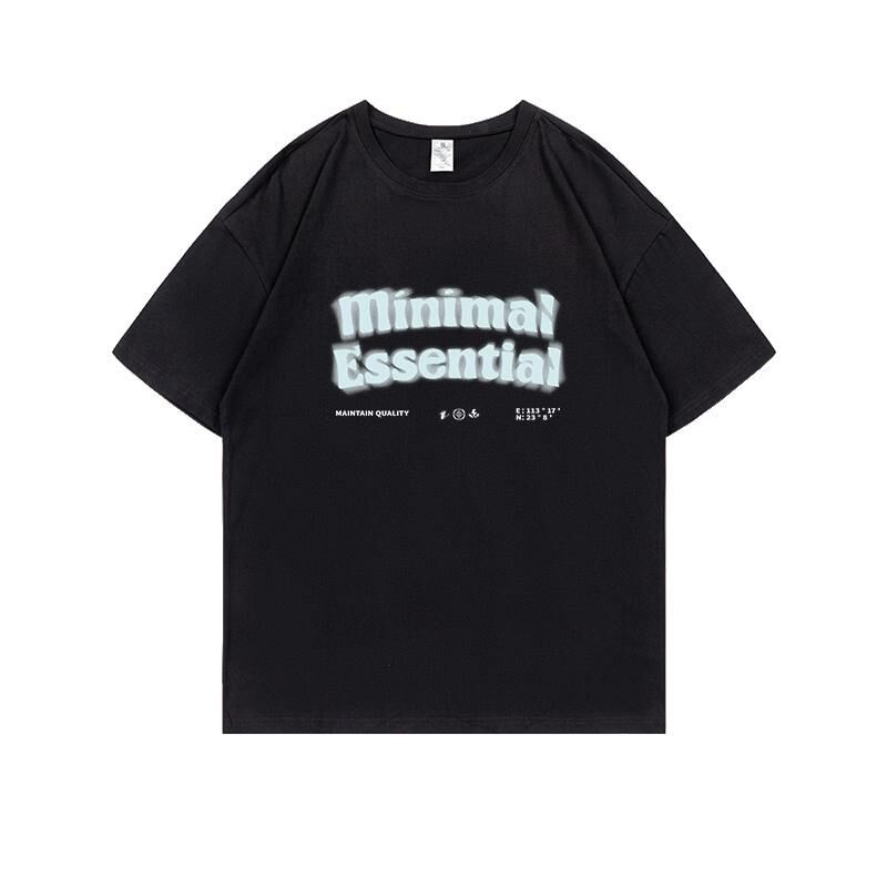 Loose short-sleeved T-shirt (S-4XL black 220g cotton) [Please contact customer service to confirm the shipping size after placing an order]