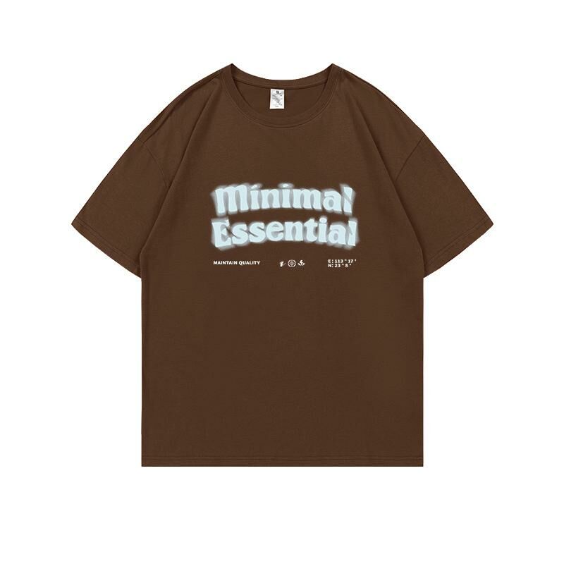 Loose short-sleeved T-shirt (S-4XL brown 220g cotton) [Please contact customer service to confirm the shipping size after placing an order]