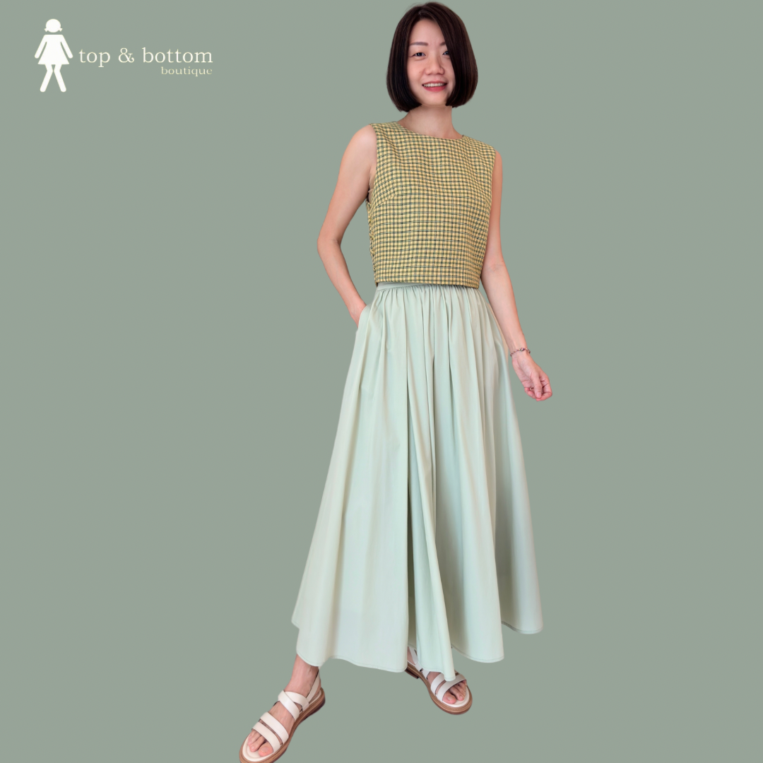 SOLID HIGH WAISTED LONG SKIRT