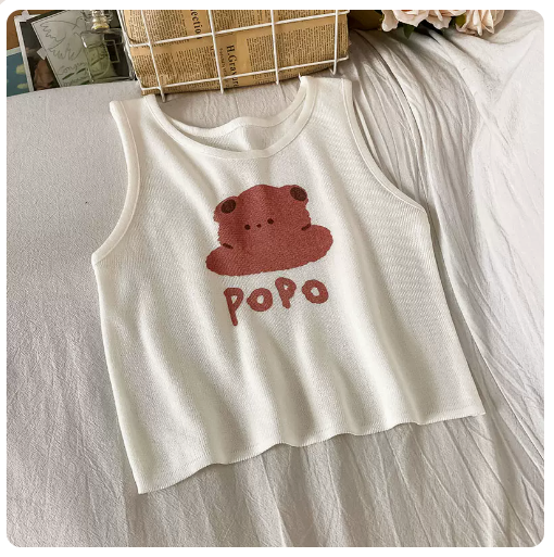 Printed Vest (White) (One Size)