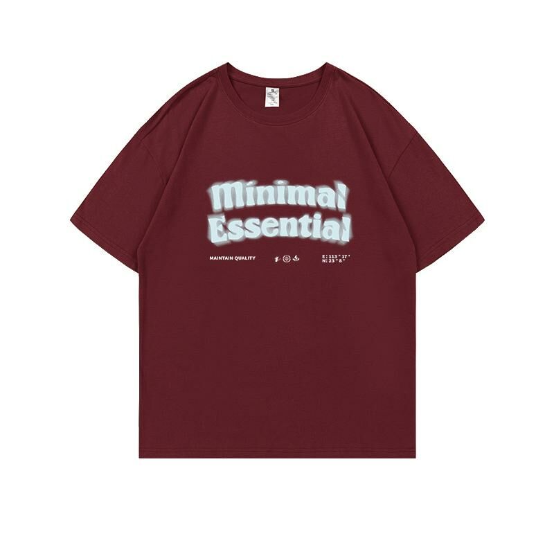 Loose short-sleeved T-shirt (S-4XL burgundy 220g cotton) [After placing an order, please contact customer service to confirm the shipping size] 