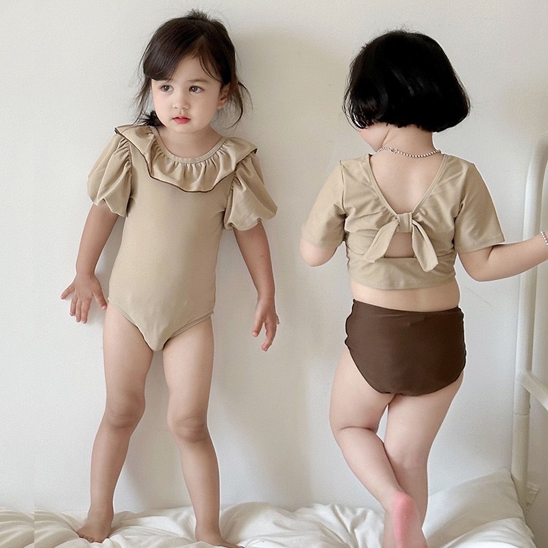 花邊簡約度假泳衣｜含帽