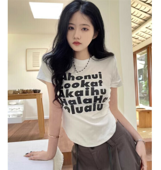 Summer Printed Short Sleeve T (White) [Size: S-L] [Contact Customer Service to Confirm Shipping Size after Placing an Order]