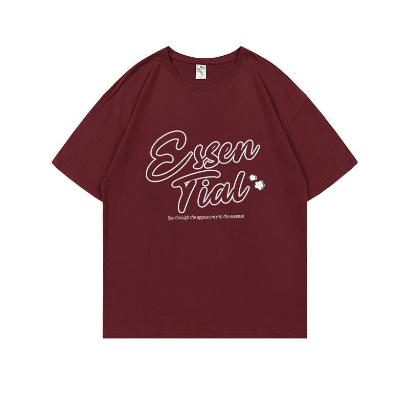 Loose short-sleeved T-shirt (S-4XL burgundy) [Please contact customer service to confirm the shipping size after placing an order] 