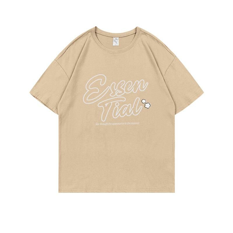 Loose short-sleeved T-shirt (S-4XL khaki) [Please contact customer service to confirm the shipping size after placing an order] 