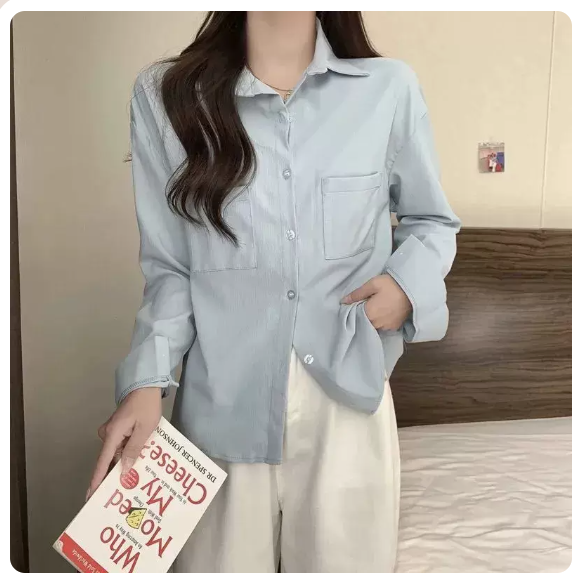 Long sleeve shirt (blue size: S-3XL) (please contact customer service to confirm the shipping size after placing an order)