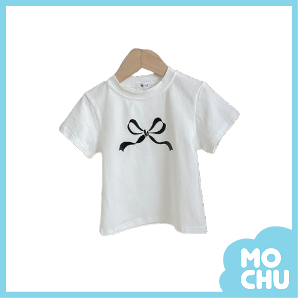 蝴蝶結飄帶短袖上衣(二色)