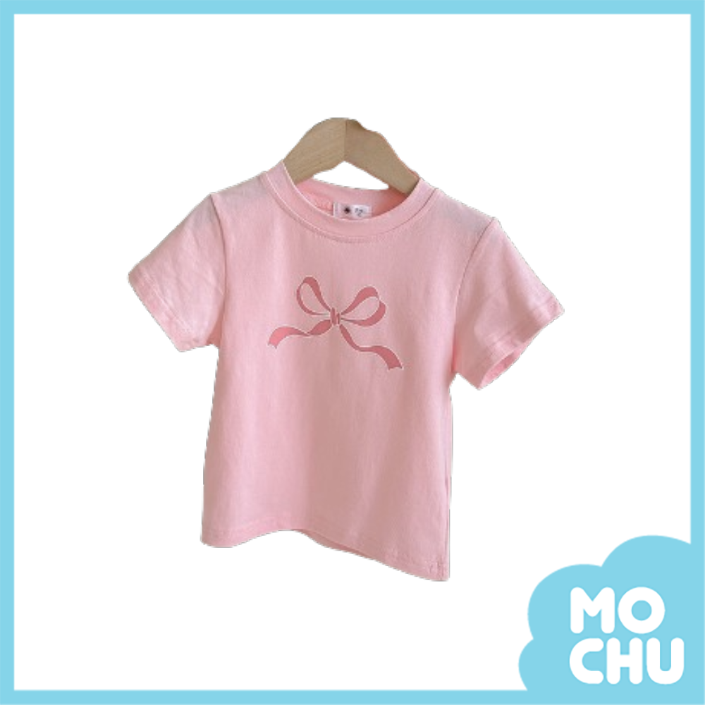 蝴蝶結飄帶短袖上衣(二色)