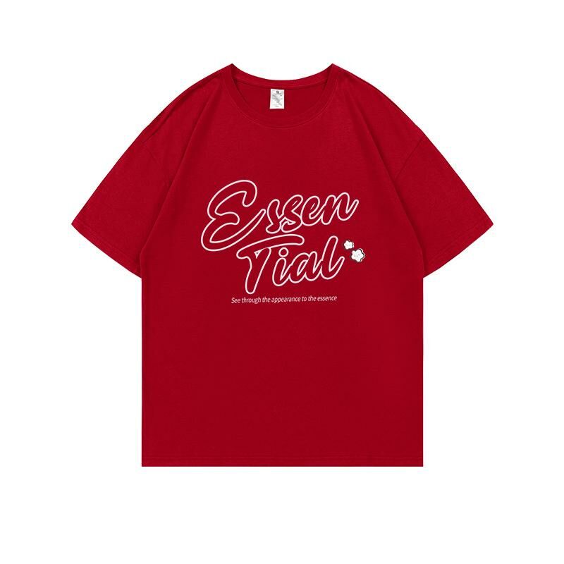 Loose short sleeve T-shirt (S-4XL China Red) [Please contact customer service to confirm the shipping size after placing an order] 
