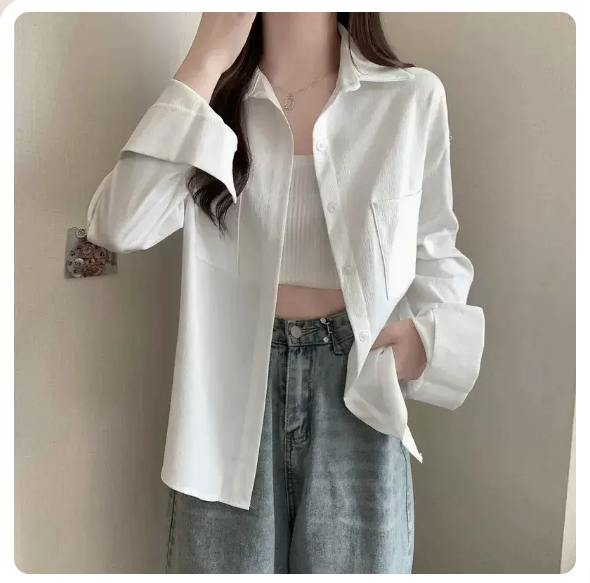 Long Sleeve Shirt (White Size: S-3XL) (Please contact customer service to confirm the shipping size after placing an order)