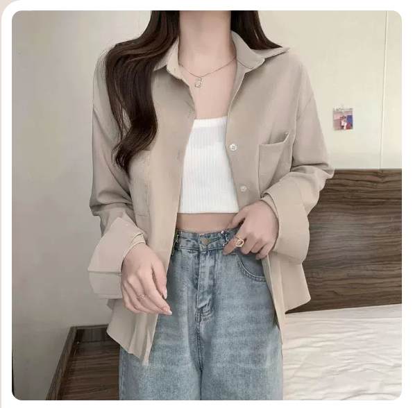 Long sleeve shirt (apricot size: S-3XL) (please contact customer service to confirm the shipping size after placing an order)