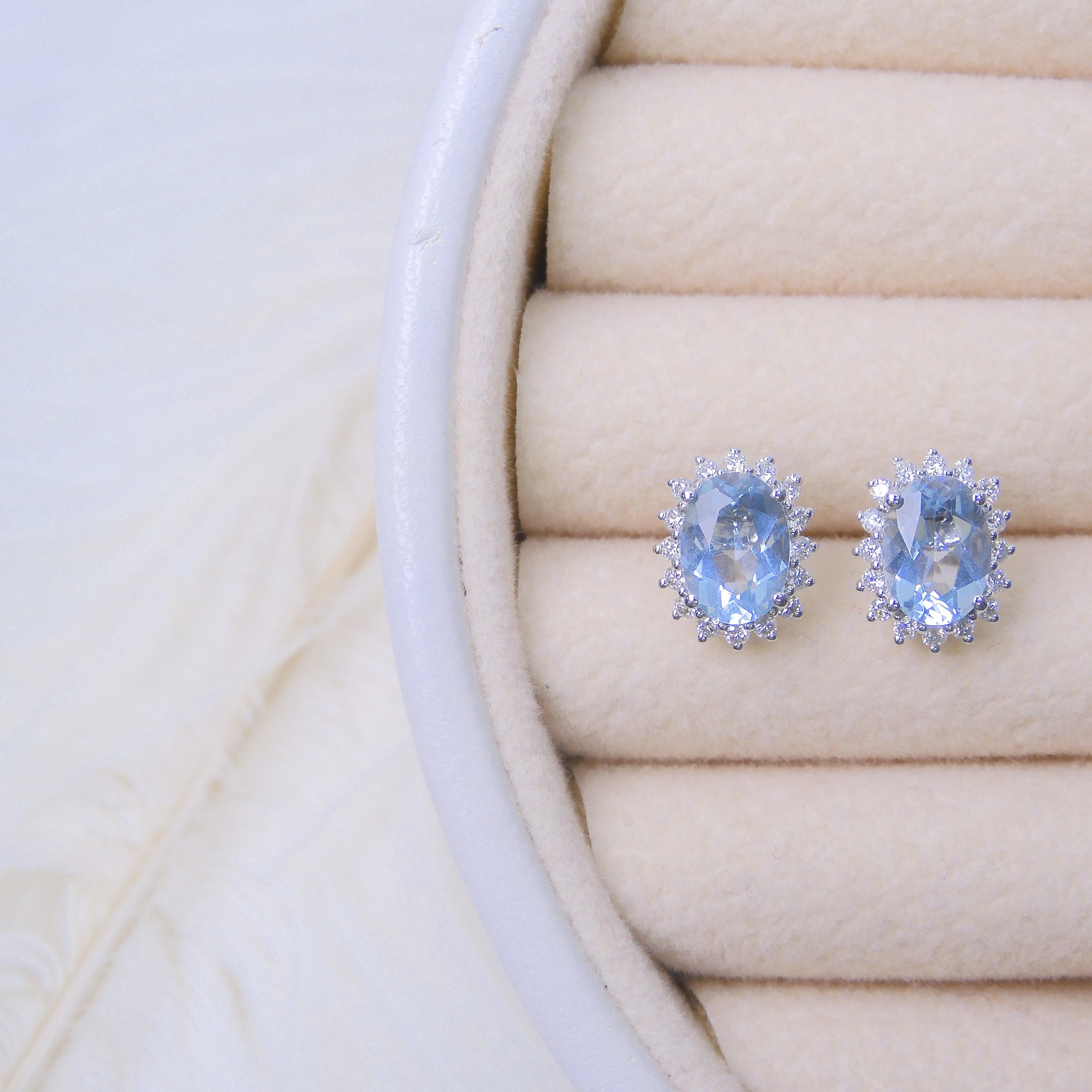 18K金 1.45ct 海藍寶耳釘