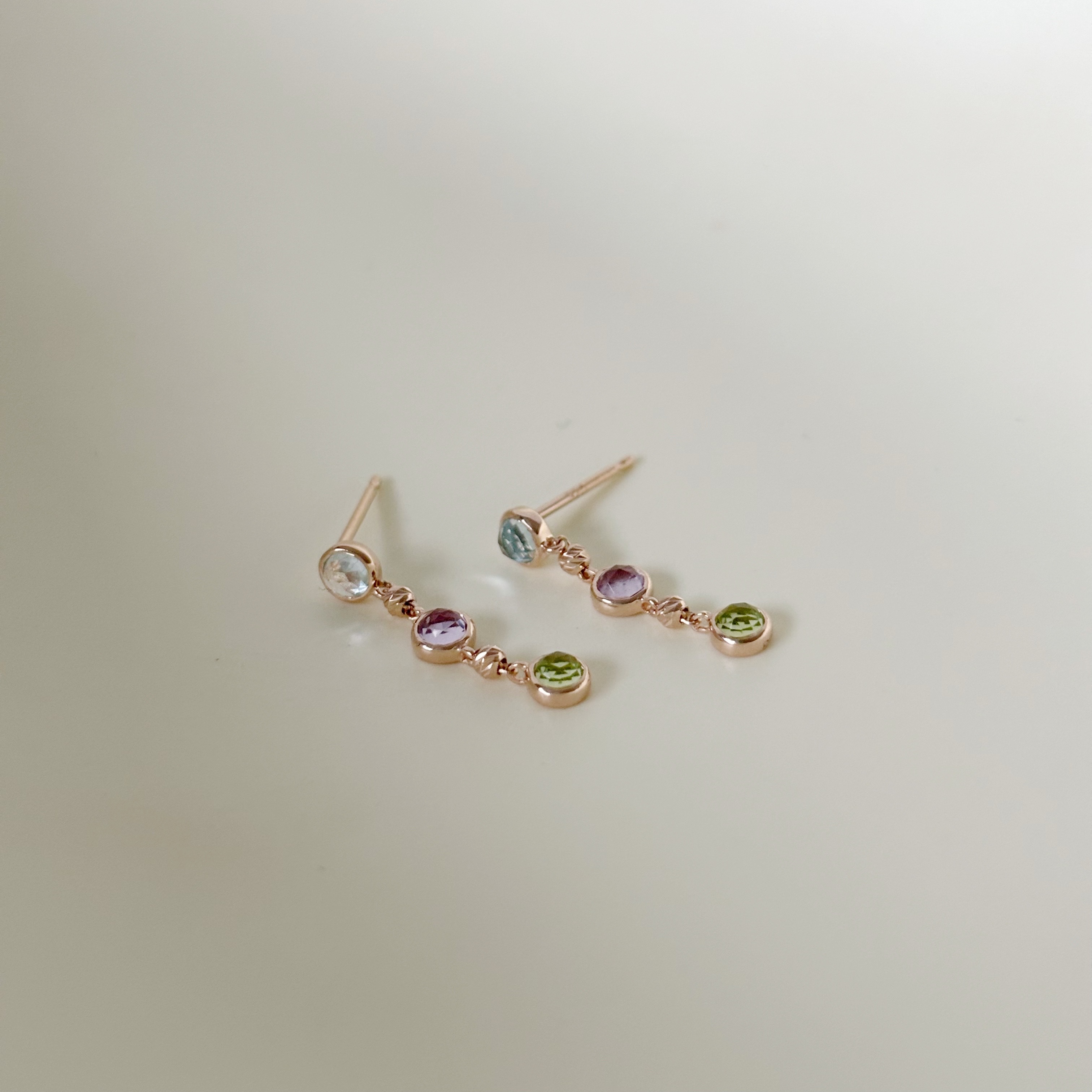 光面小圓彩寶cutting ball耳環