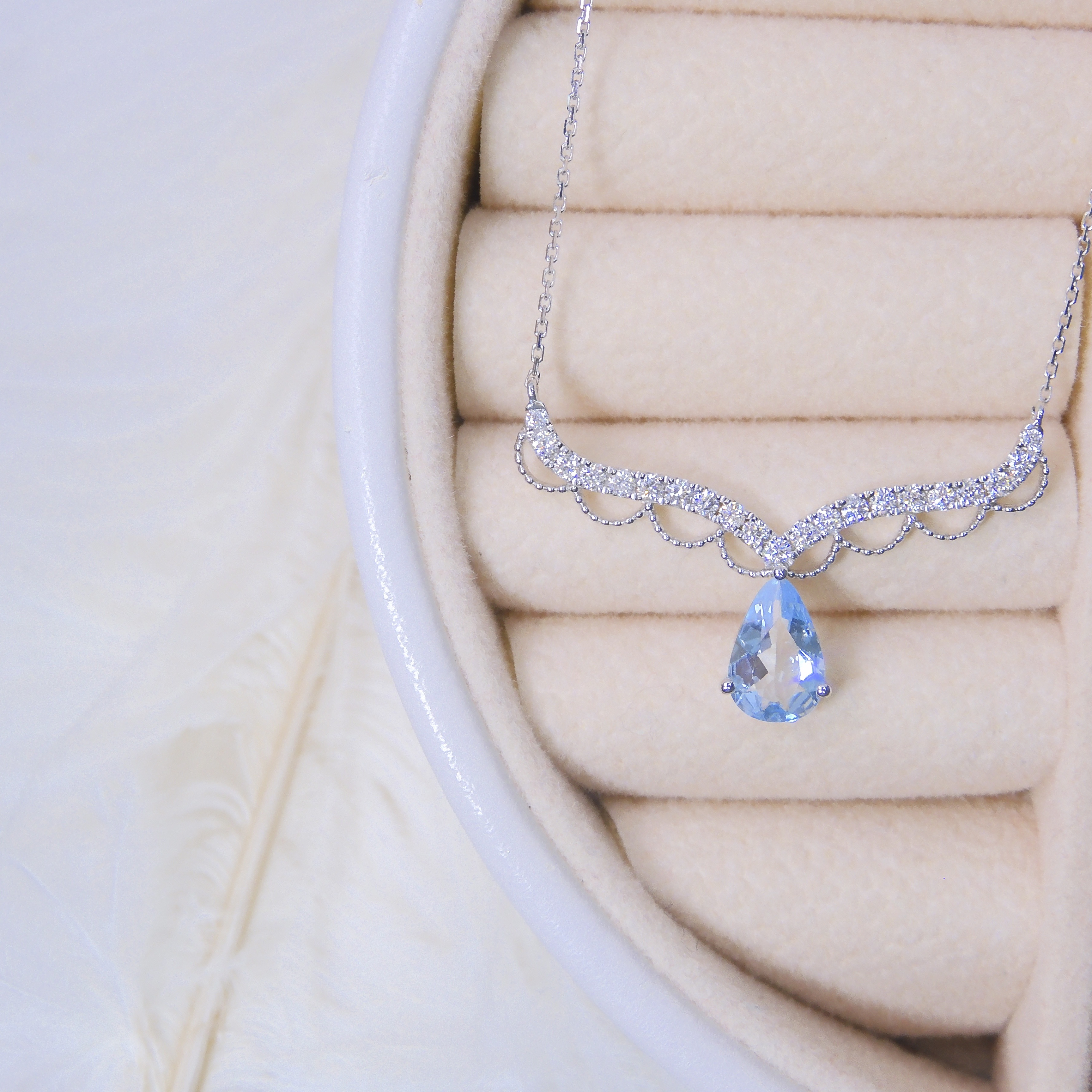 18K金 0.62ct 海藍寶項鏈