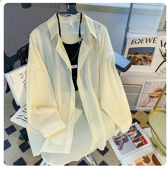 Long Sleeve Chiffon Sunscreen Shirt (Champagne Size: S-3XL) (Please contact customer service to confirm the shipping size after placing an order)
