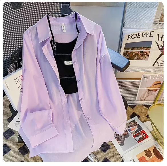 Long Sleeve Chiffon Sunscreen Shirt (Purple Size: S-3XL) (Please contact customer service to confirm the shipping size after placing an order)