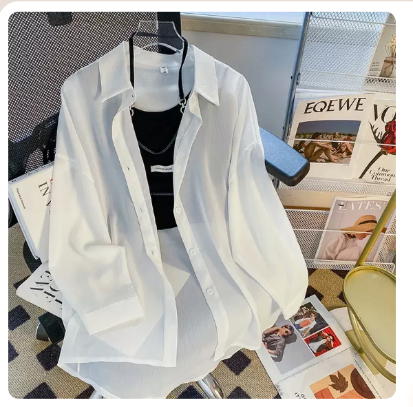 Long Sleeve Chiffon Sunscreen Shirt (White Size: S-3XL) (Please contact customer service to confirm the shipping size after placing an order)