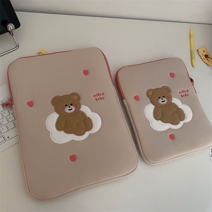 《43011》愛心奶油小熊電腦包/平板包