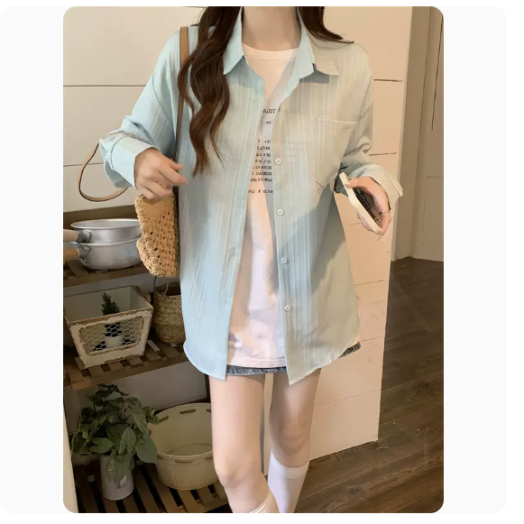 Casual Jacket Shirt (Aqua Blue Size: S-3XL) (Please contact customer service to confirm the shipping size after placing an order)