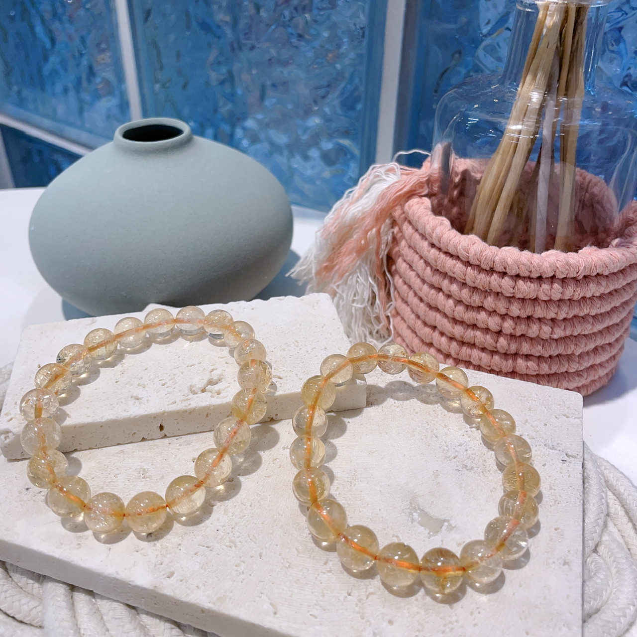 黃水晶彩虹片手串 10mm