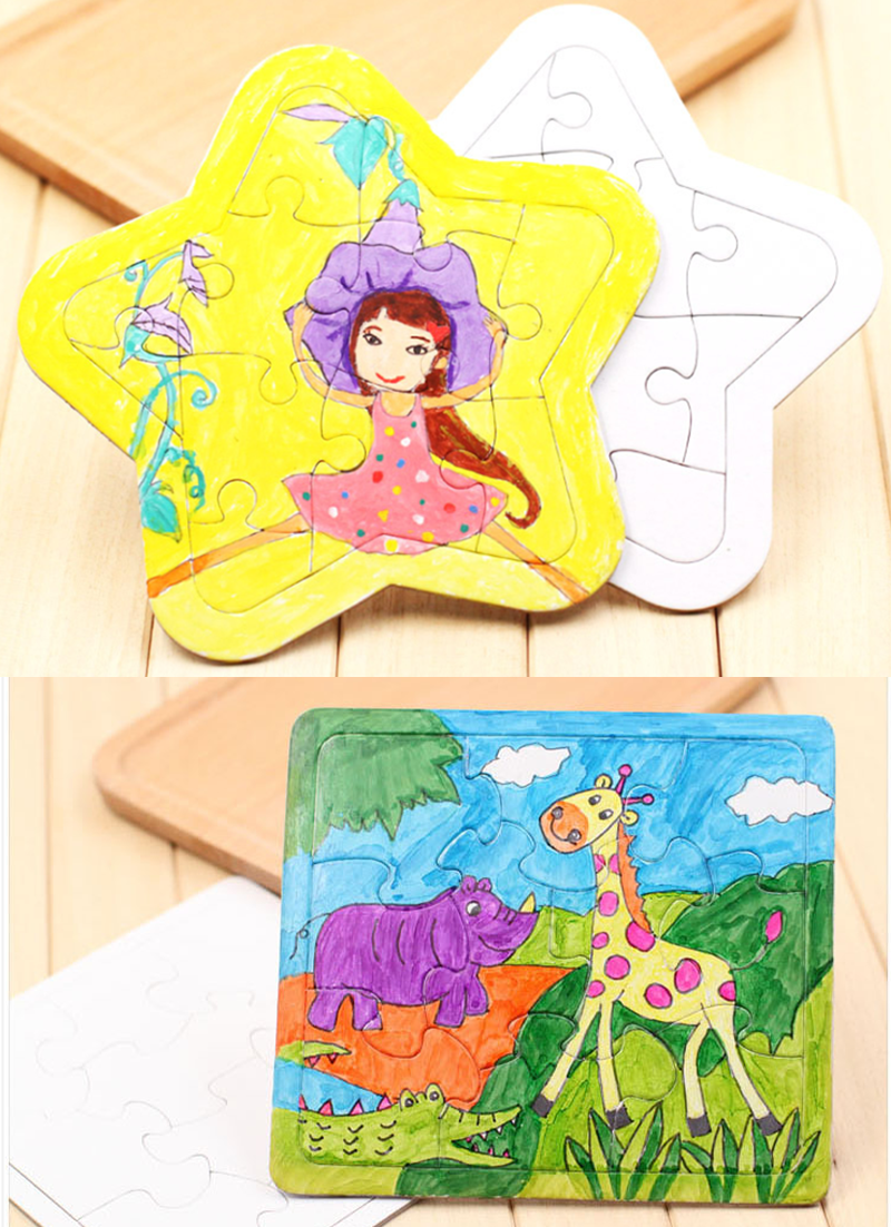 DIY繪畫塗鴉白模著色紙拼圖拼板 AD1318