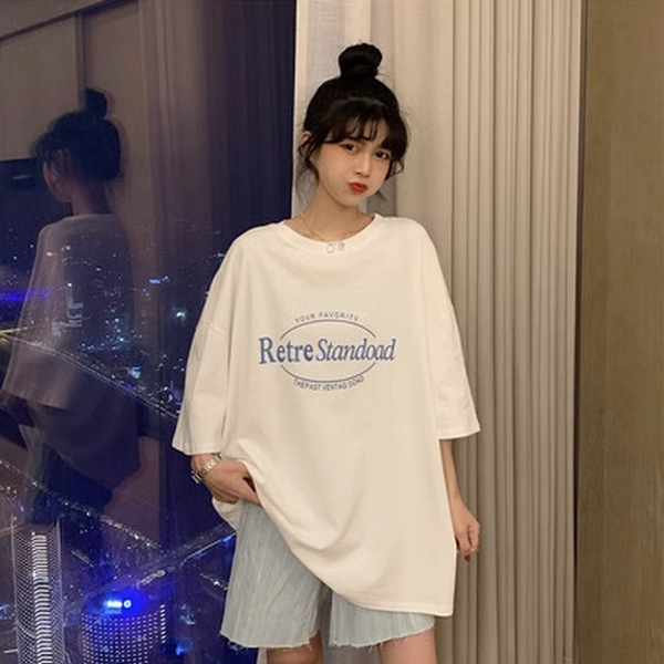 Loose Half Sleeve Base Shirt T-Shirt (417 White) (Size: M-2XL (Contact customer service to confirm the shipping size after placing an order))