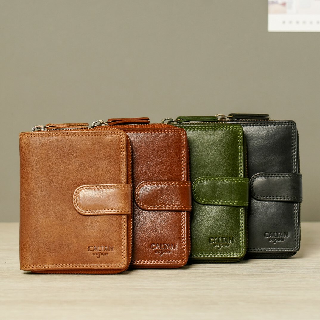 扣式多功能兩折零錢短夾-五色(072846)