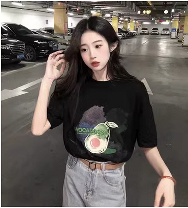 Loose Half Sleeve Base Shirt T-Shirt (434 Black) (Size: M-2XL (Contact Customer Service to confirm shipping size after placing an order))
