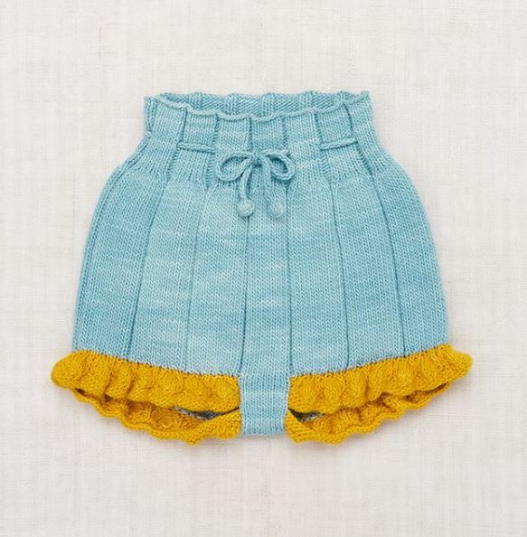 Misha & Puff 針織花邊短褲 Scallop Rib Short - Sky