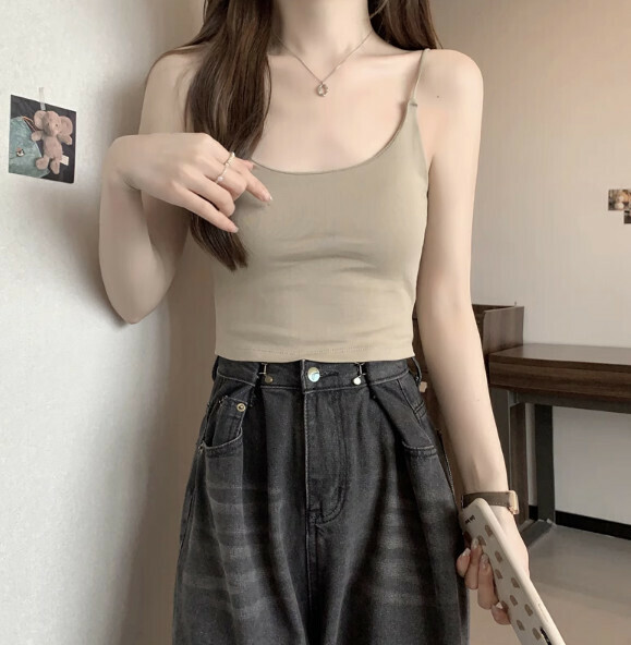 Summer Chest Padded Crossover Vest (Light Khaki) [One Size]