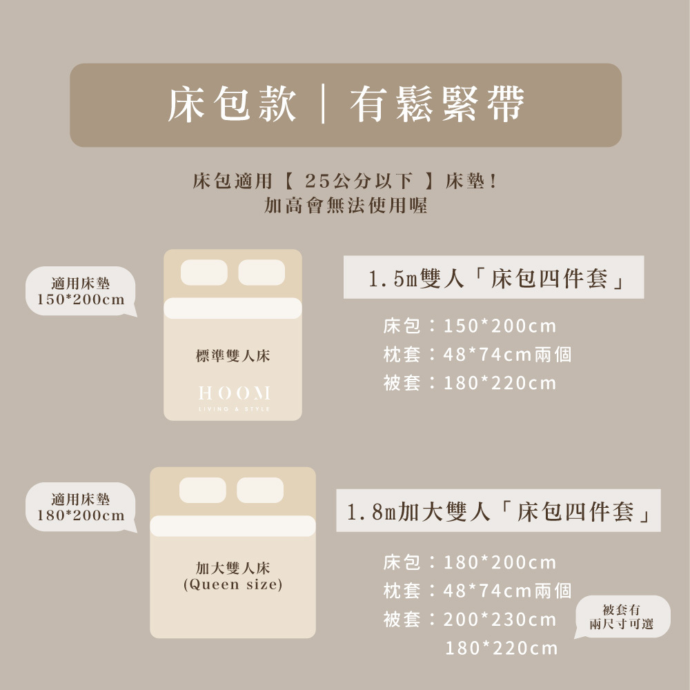 床包尺寸說明