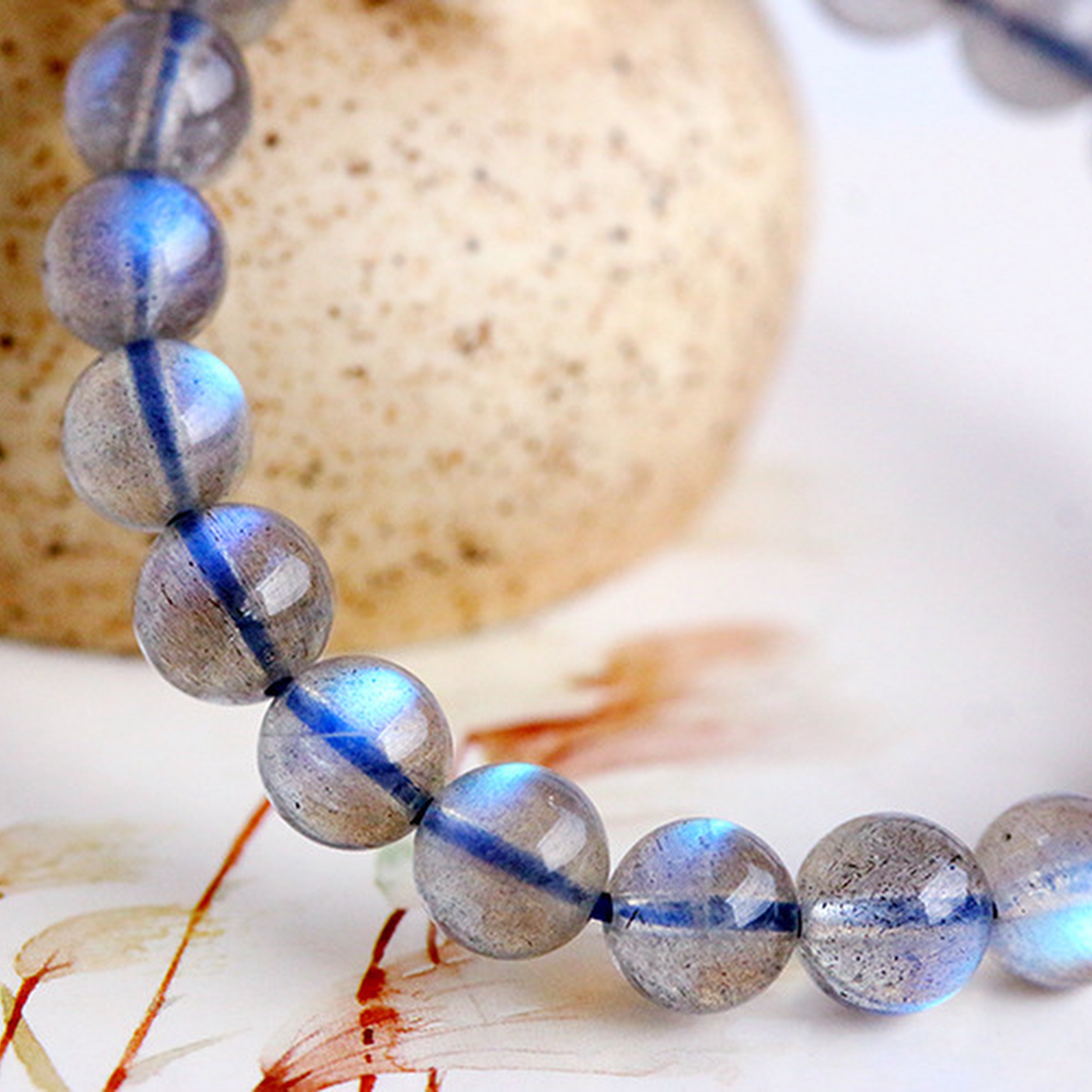 【藏寶】馬達加斯加強藍光拉長石-珍藏級水晶手鍊/水晶手串