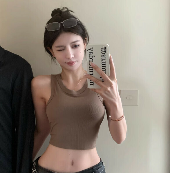 Summer Back Cut-out Vest (Brown) [One Size]