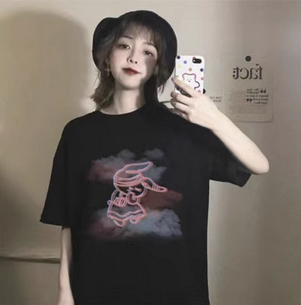Loose Half Sleeve Base Shirt T-Shirt (411 Black) (Size: M-2XL (Contact customer service to confirm shipping size after placing an order))