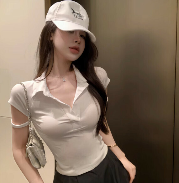 Summer polo collar short sleeve T (white) [Size: S-XL] [Contact customer service to confirm the shipping size after placing an order]