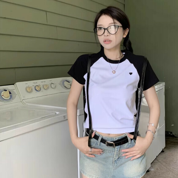 Summer raglan sleeve T-卹 (white) [Size: S-XL] [Contact customer service to confirm the shipping size after placing an order]