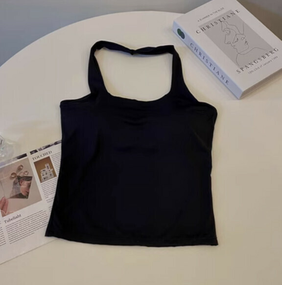 Summer Halterneck Ice Silk Vest (Black) [One Size]