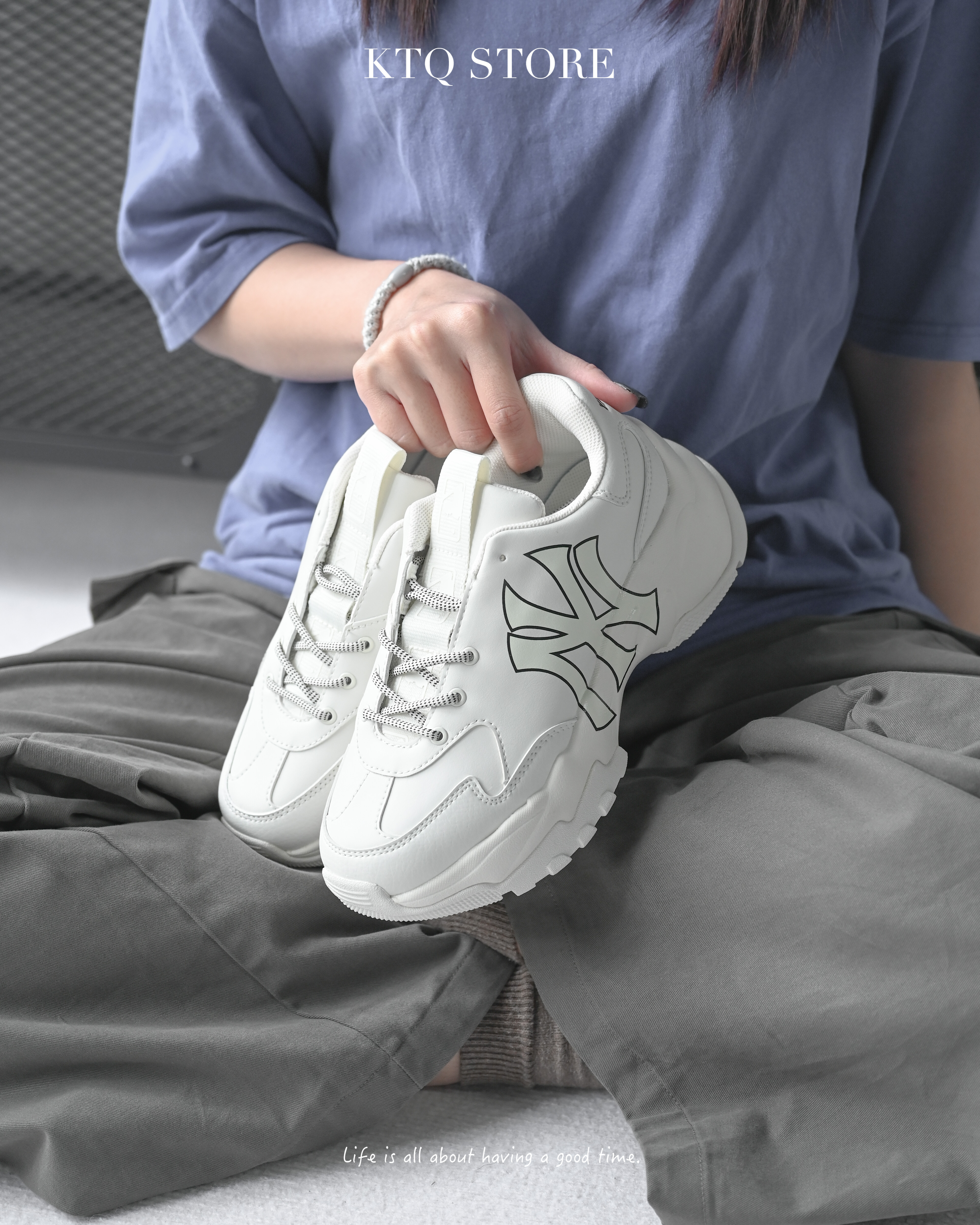 KTQ STORE ‧MLB YANKEES NY字 洋基 老爹鞋 全白 32SHC1911-8