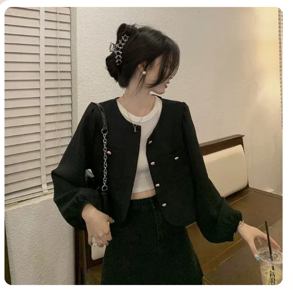 Short Long Sleeve Shirt (Black Size: S-3XL) (Please contact customer service to confirm the shipping size after placing an order)