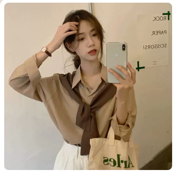 Short Long Sleeve Shirt (Khaki Size: S-3XL) (Please contact customer service to confirm the shipping size after placing an order)