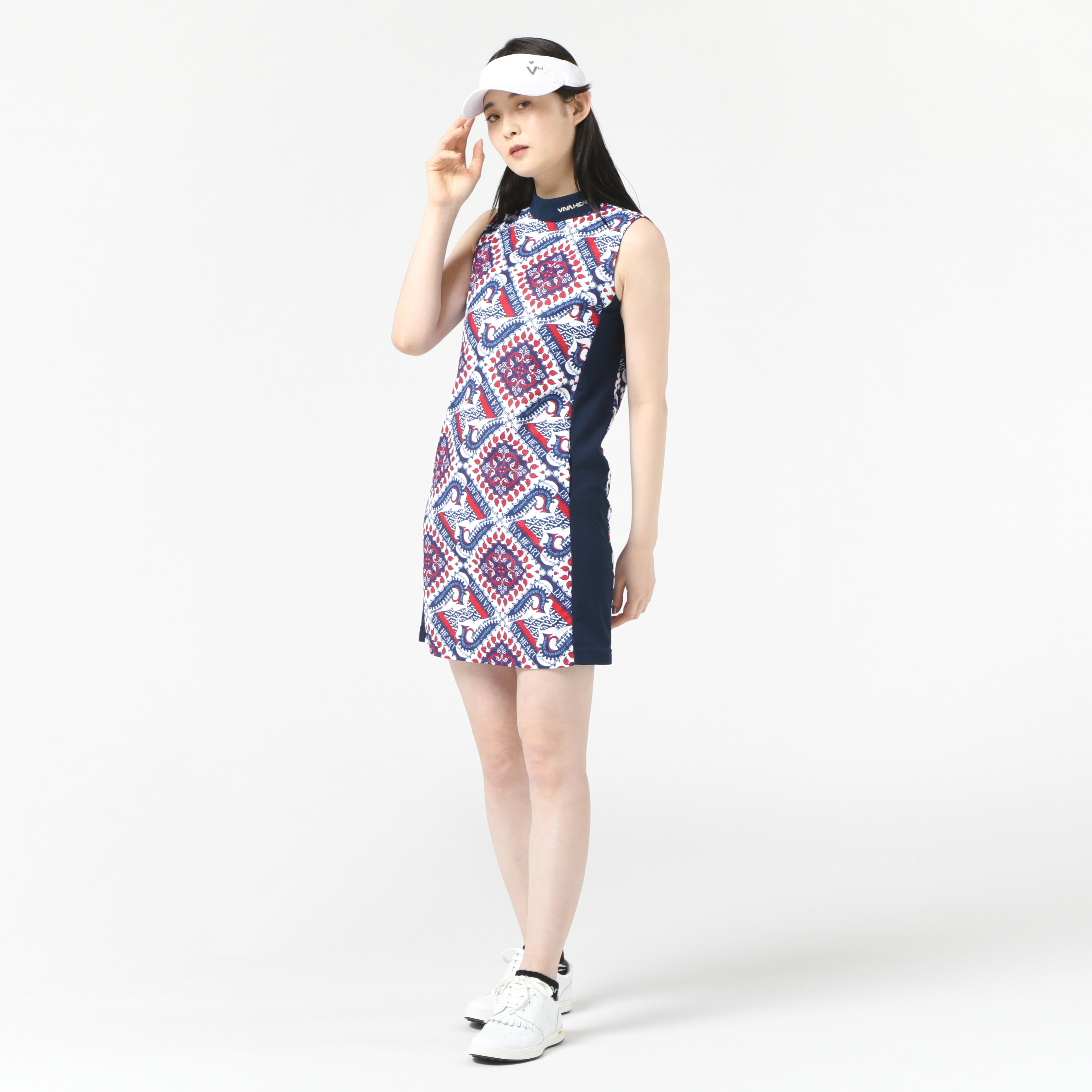 女士-琺瑯圖騰小高領連身裙