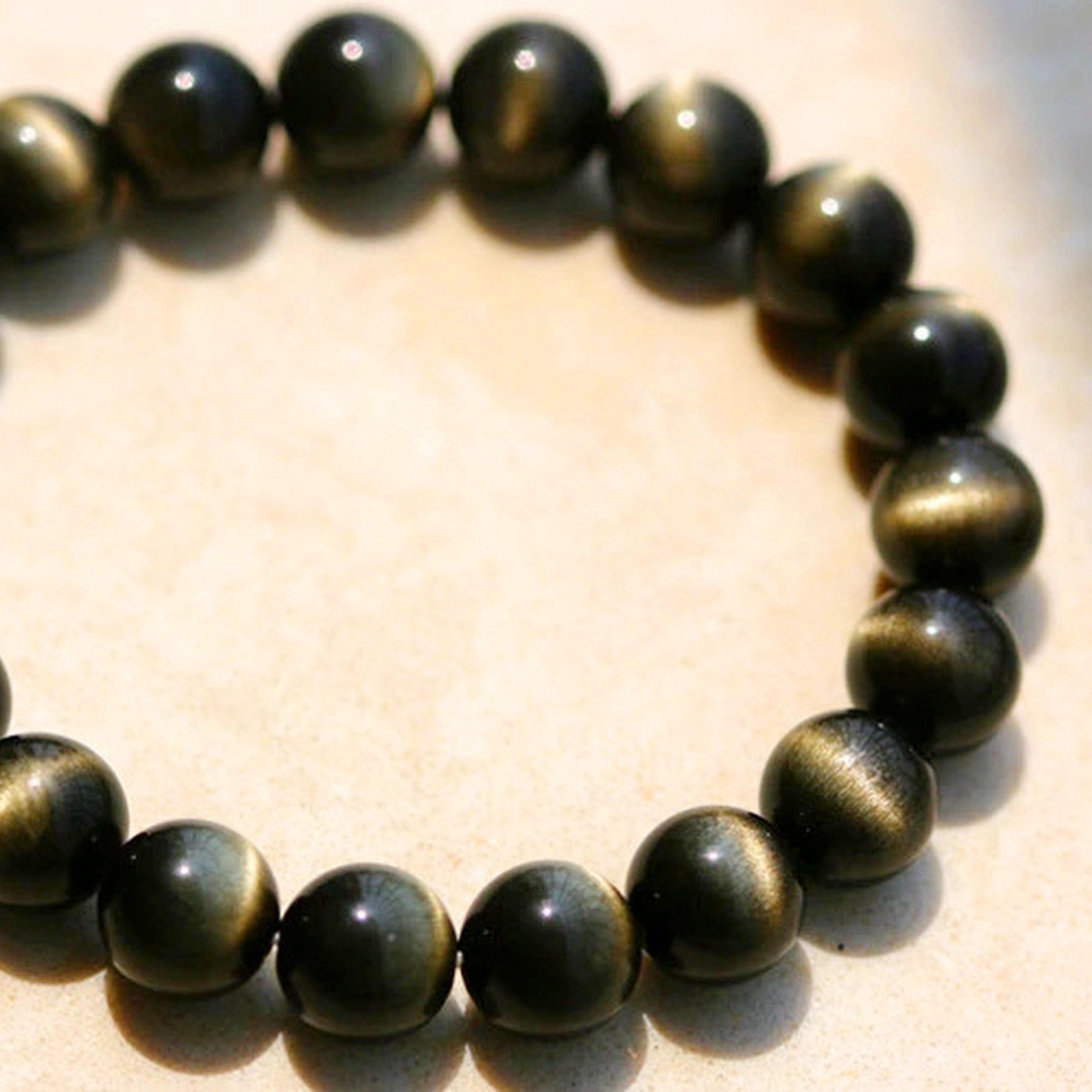 【藏寶】雙金眼線效應墨西哥金曜石水晶手鍊/水晶手串