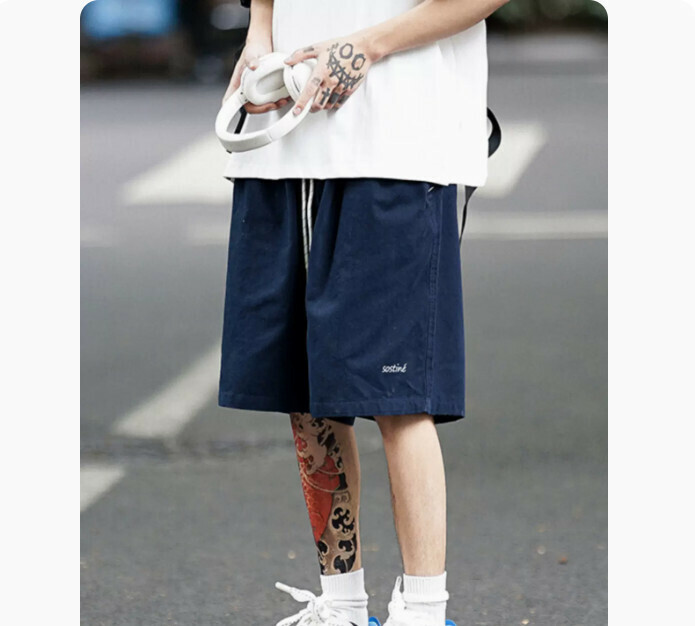 Loose five-point shorts (navy blue M-2XL) (contact customer service to confirm the shipping size after placing an order)