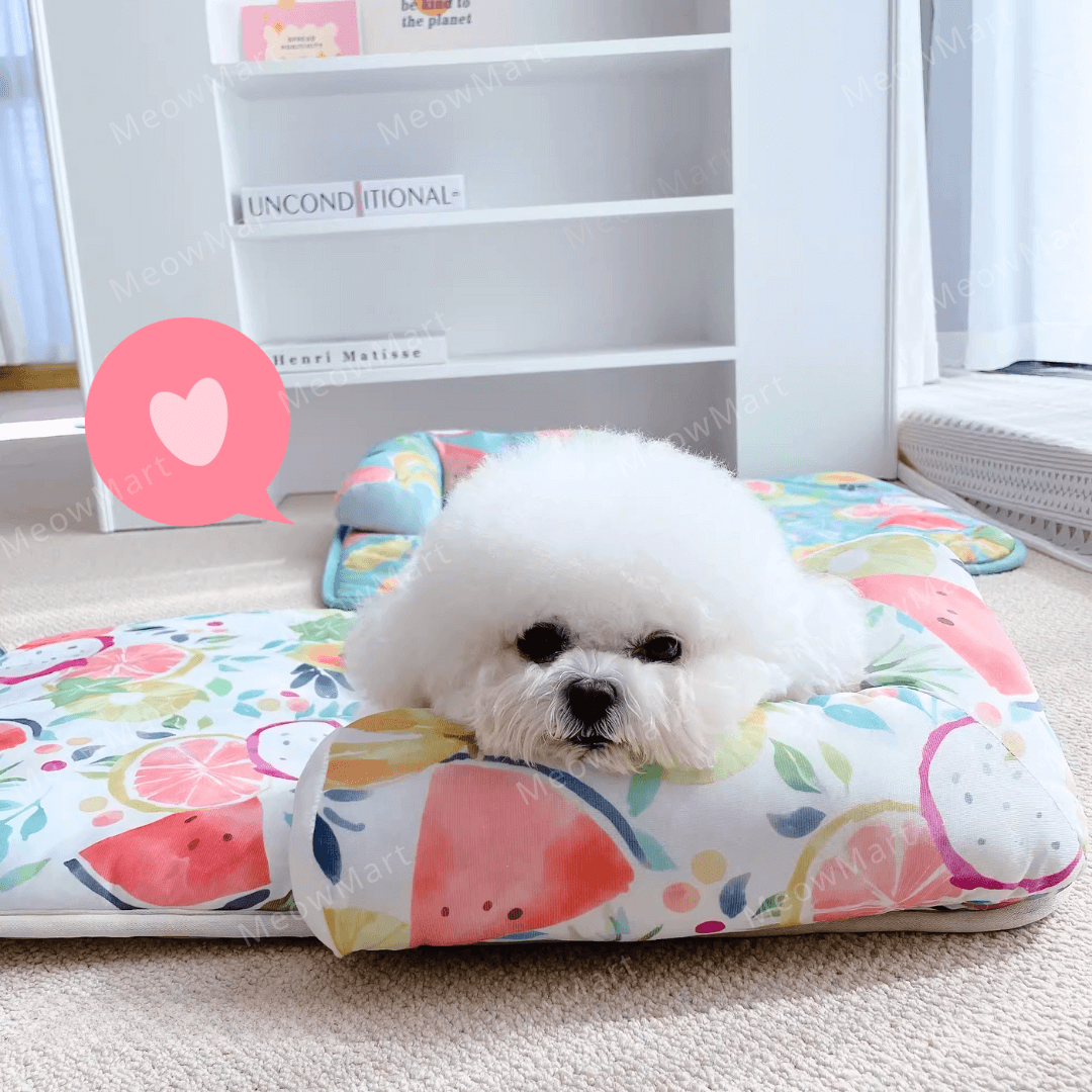 夏日水果涼感L型寵物床 (枕頭款)
