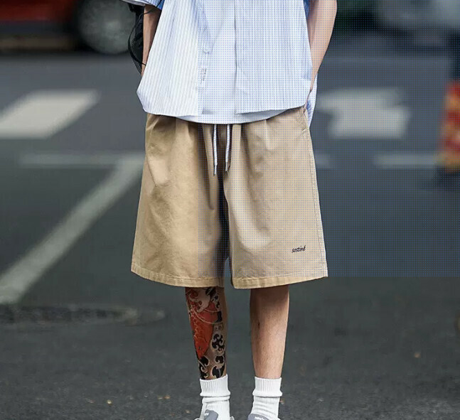 Loose five-point shorts (khaki M-2XL) (contact customer service to confirm the shipping size after placing an order)