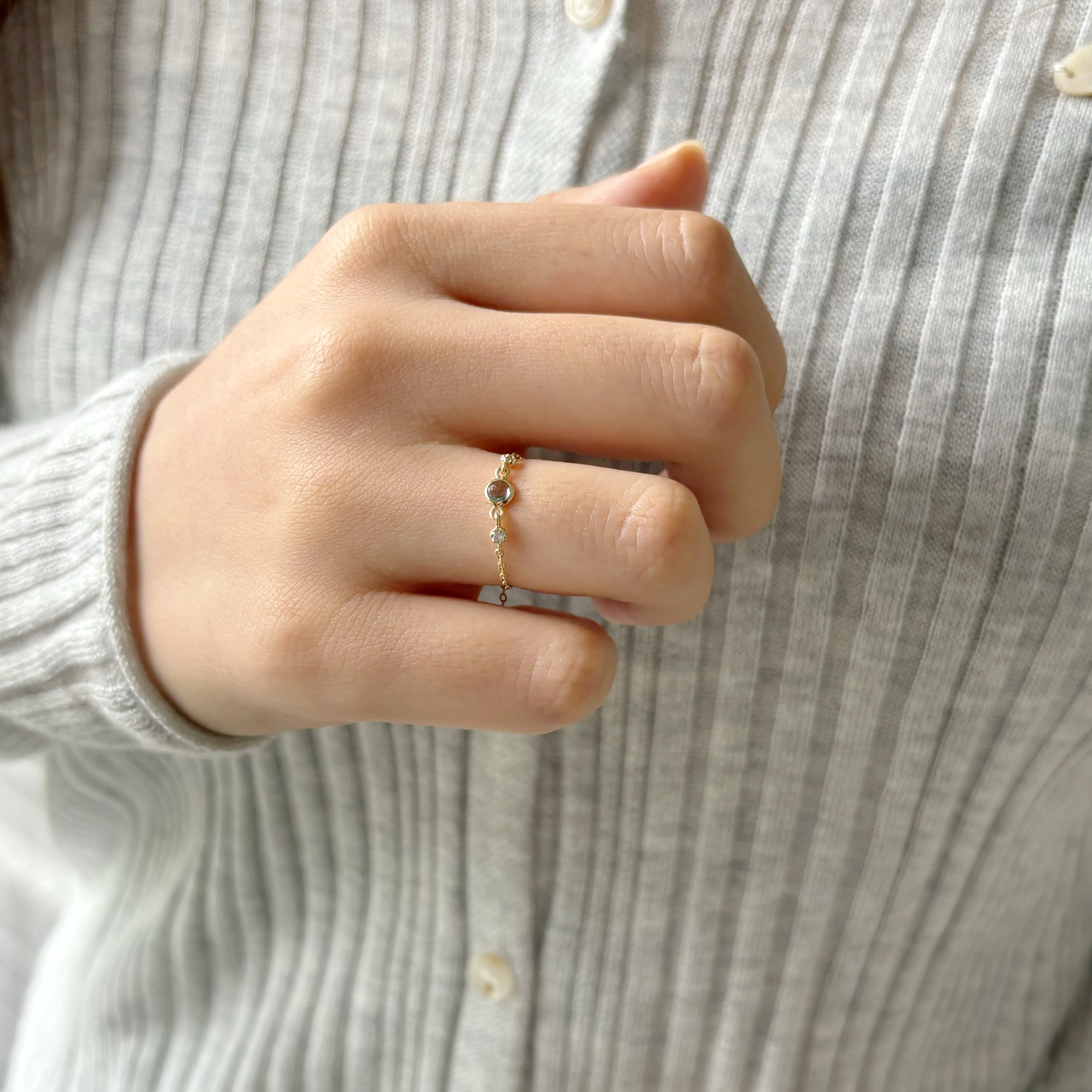 14k blossom倫敦托帕石可調式鍊戒