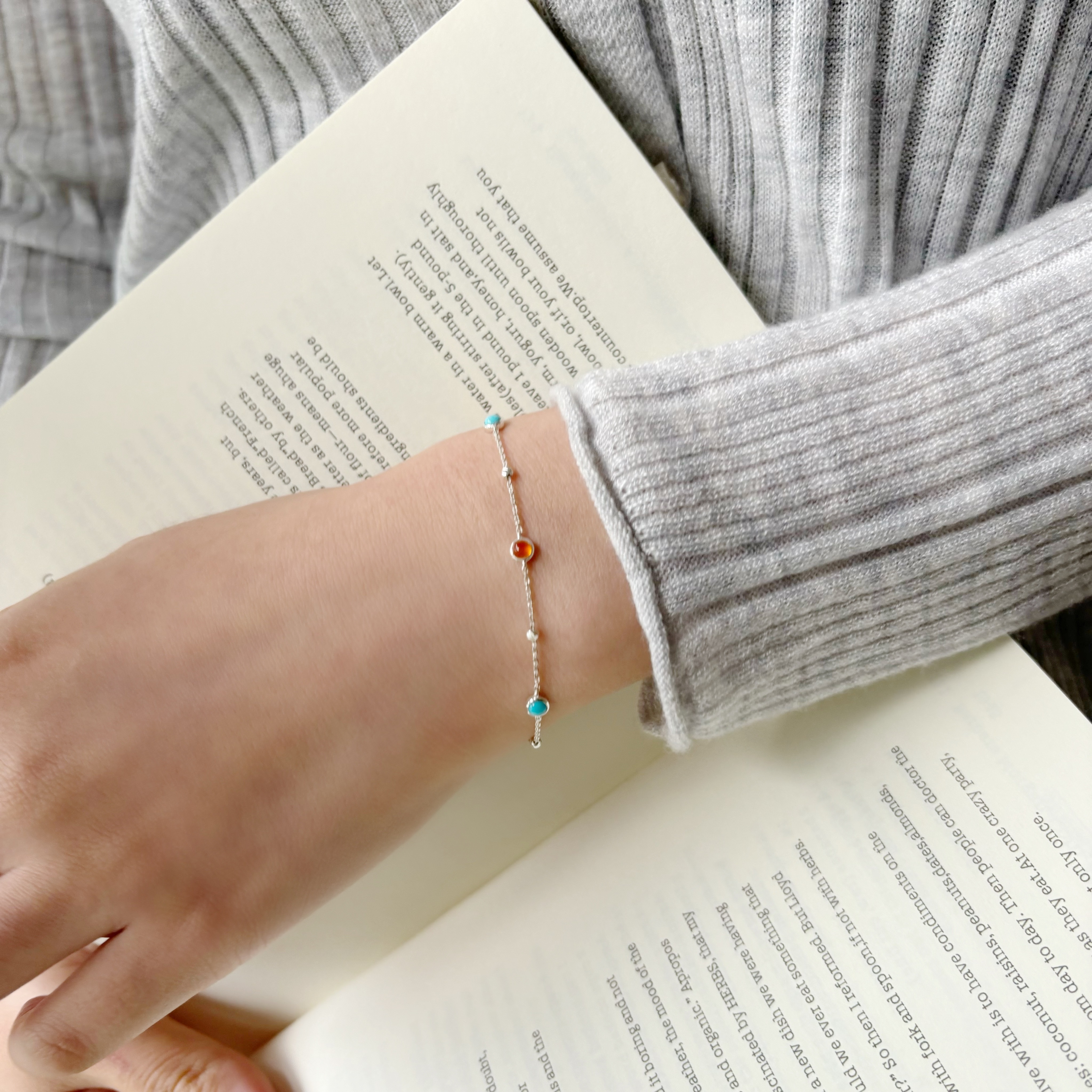 光面小圓橘瑪瑙土耳其石cutting ball手鍊