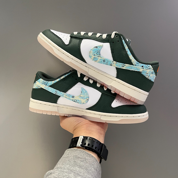 NIKE DUNK LOW HOOPS FIREBALL 白綠 水藍勾 仿舊紋理 男鞋 HF5693-141