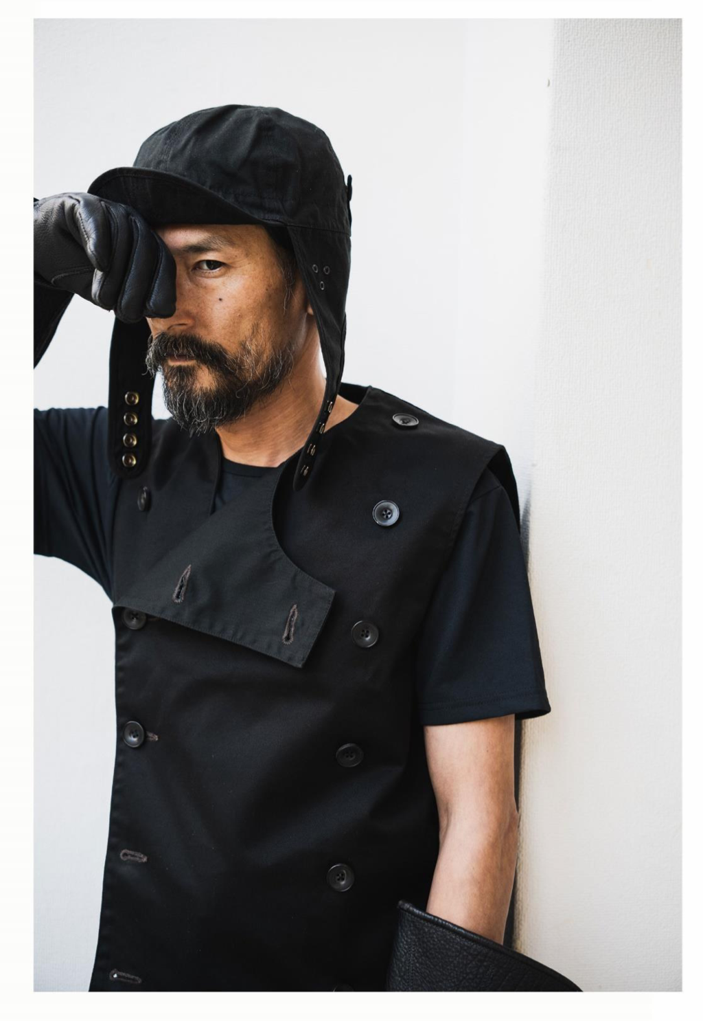 Black Sign Black Chino Double Breasted Swindler Vest / Midnight Black