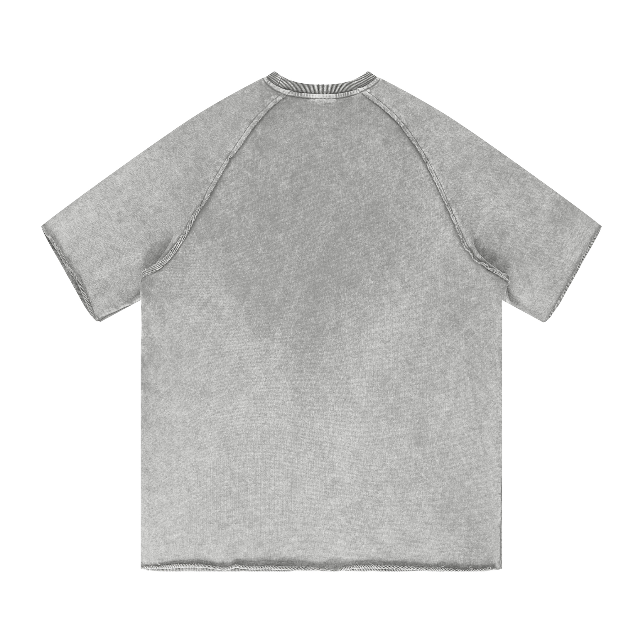 XCTRL 重磅破壞牛角蠟染短T-中灰